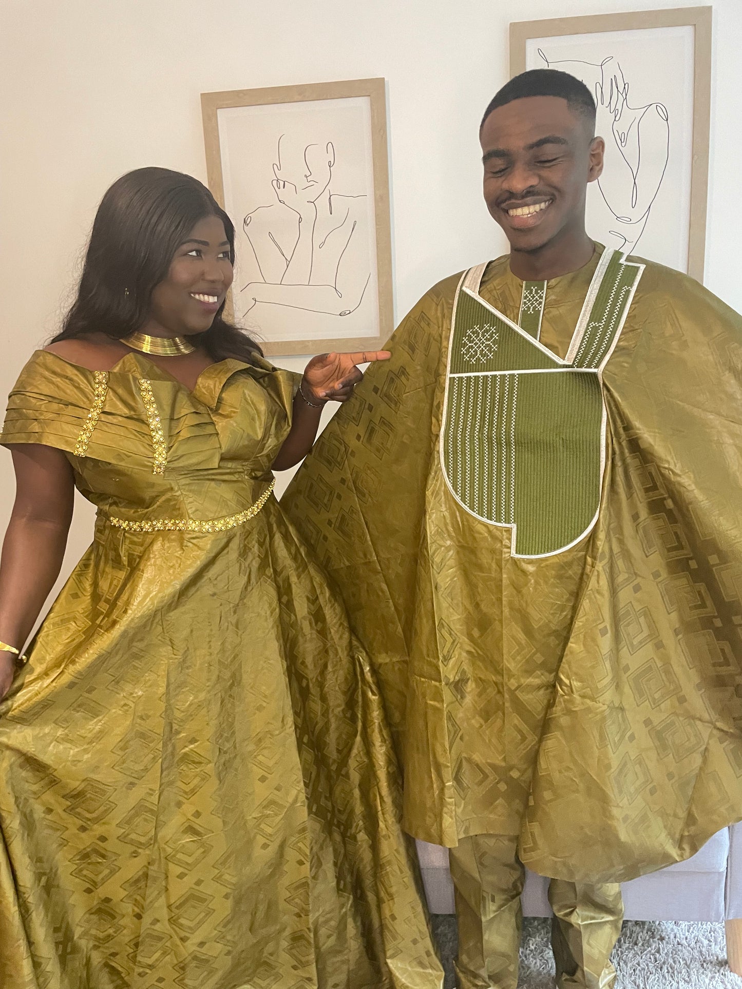 Vêtements traditionnels pour couple et grand boubou bazin